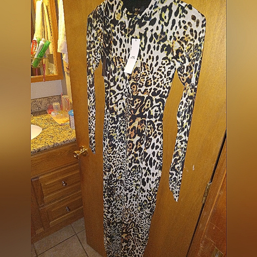 Leopard print sweater dress